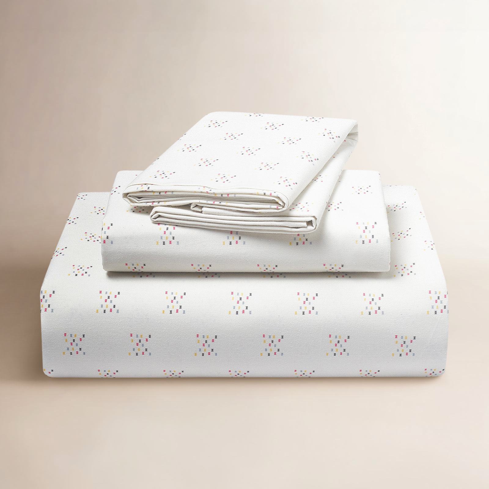 Yaren Cotton Sheet Set, Full Fitted Sheet + Full Flat Sheet + 2 Pillowcase