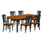Ensemble de table de salle à manger 7 pièces composé d'une table de salle à manger rectangulaire avec rallonge papillon et 6 chaises en bois, 42 po x 78 po, noir et cerisier-1705280006-1614634850-1700672814