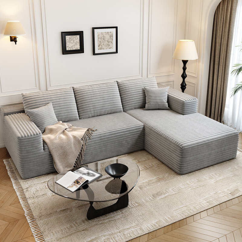 107.5"Cloud Modular Sectional Sofa Couch with L-Shape Chaise,Modern Minimalist Upholstered Couches for Living Room Bedroom,Deep Seat Corner Couch,No Assembly Required