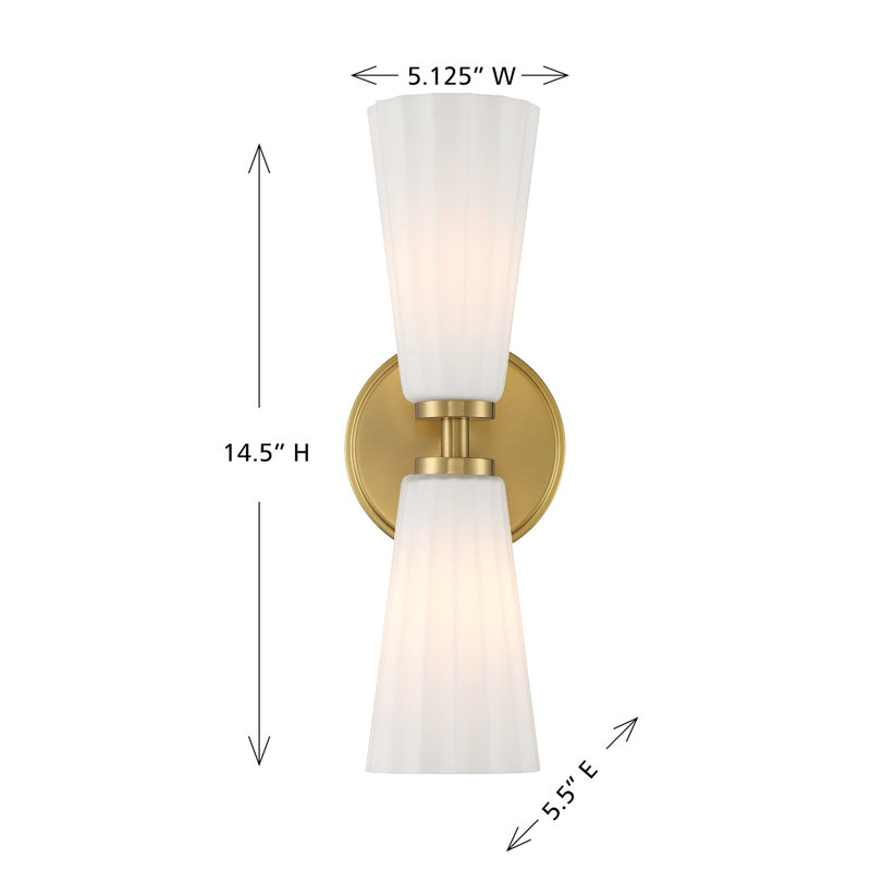 Keonta 2-Light Wall Sconce in Brass, Brass