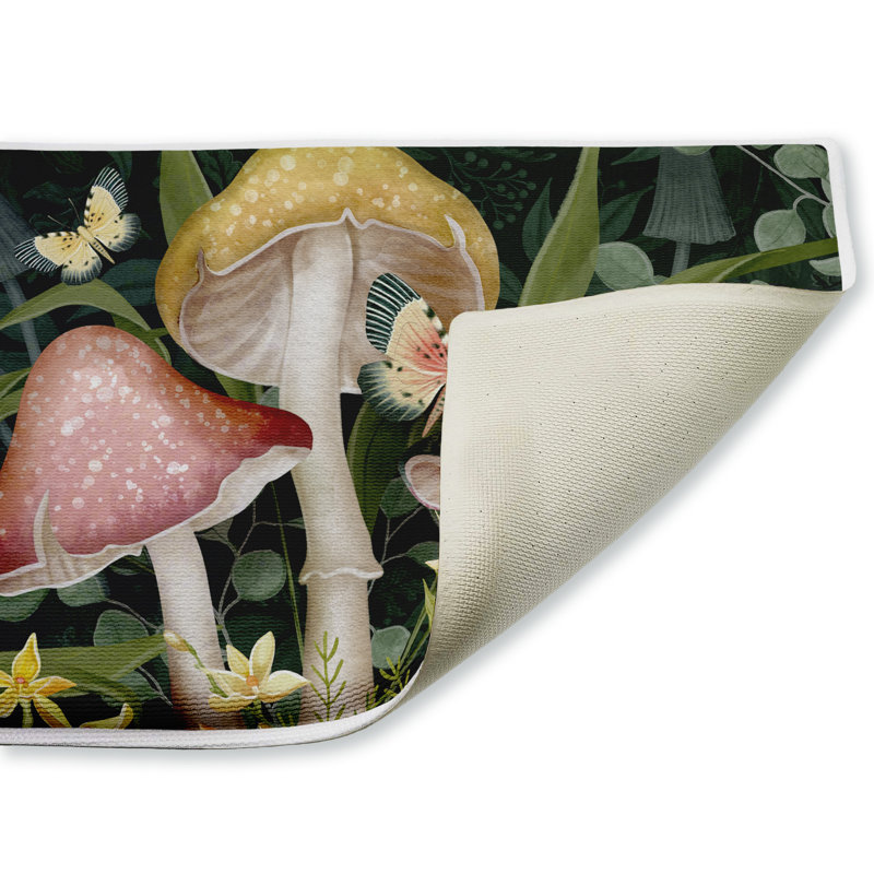 Tapis de bain et tapis de bain en peluche Midnight Garden, par Nicole Tamarin, 18 po x 30 po, Champignons de minuit