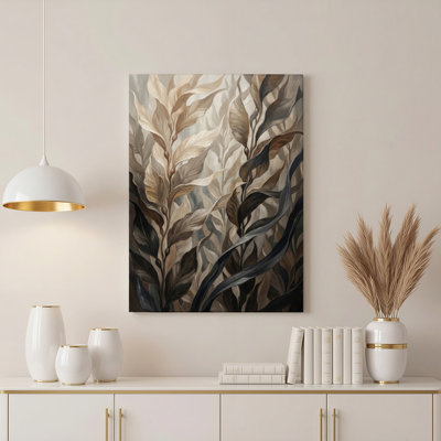 «Gallery Wrap», art mural sur toile pour le salon, la chambre à coucher, le bureau ou le vestibule - décoration murale décorative avec motif de feuilles