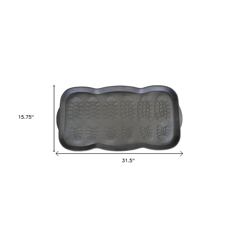 16" X 32" Black Rubber Outdoor Boot Tray