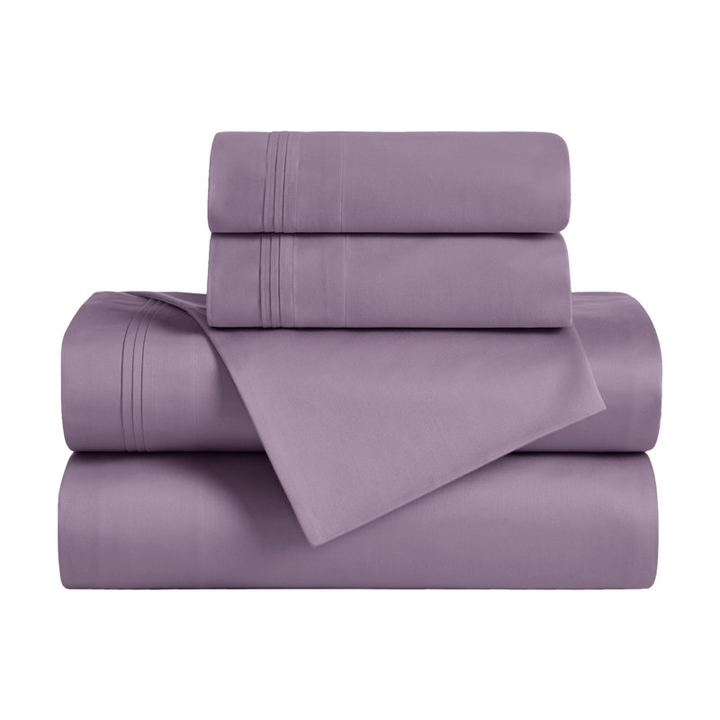 Egyptian Cotton Deep Pocket Solid 650 Thread Count Sheet Set, Split King, Wisteria