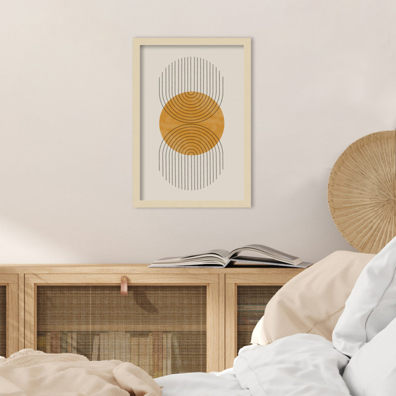 Perfect Point Yellow by The MIUUS STUDIO, 21" H x 15" W x 1" D, Brown Framed