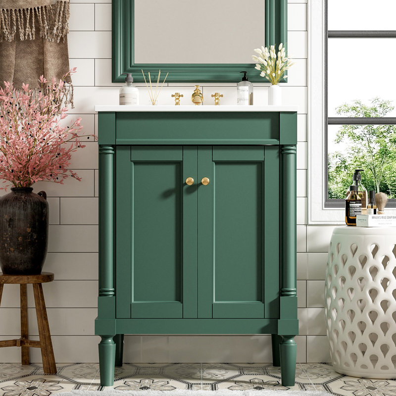 Meuble-lavabo de salle de bain avec options de rangement pratiques, Vert