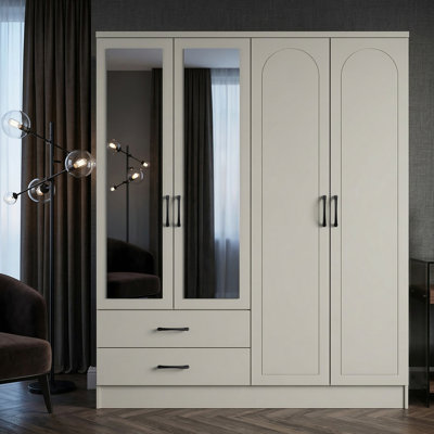  4 Door 2 Drawer Wardrobe with Mirror