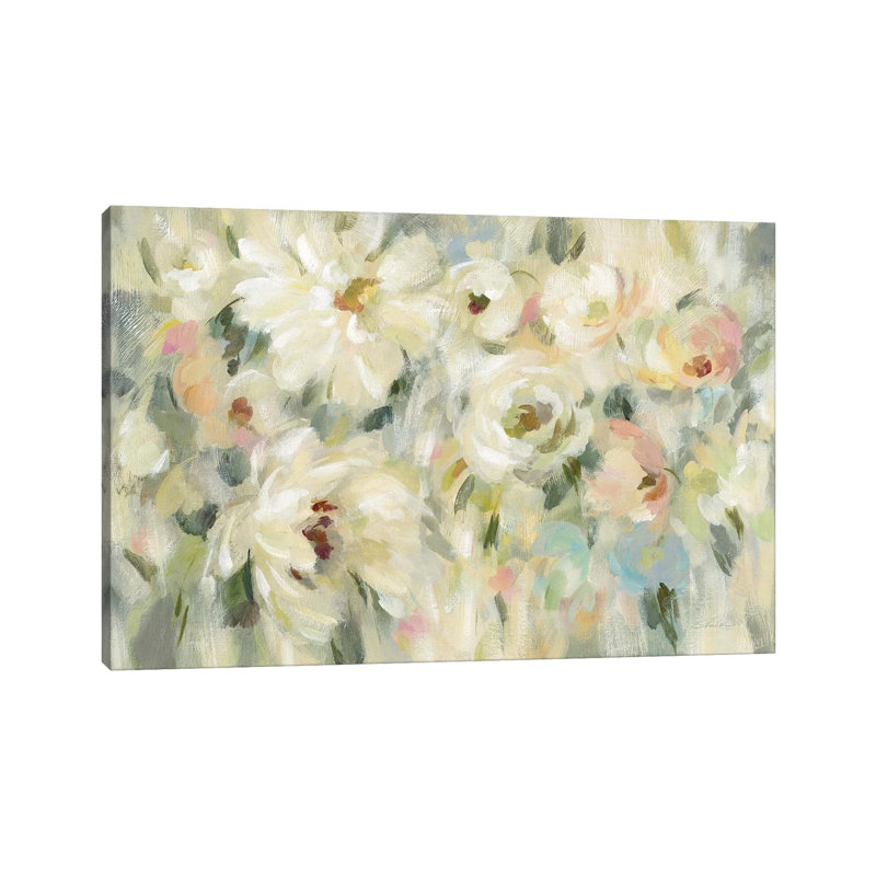 Expressive Pale Floral by Silvia Vassileva - Gallery-Wrapped Canvas Giclée on Canvas, Wrapped Canvas