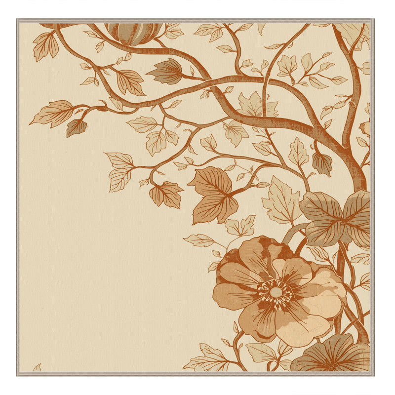 Tapis beige moelleux moelleux et moelleux à motif floral de citrouille Esmont, Carré 6 pi