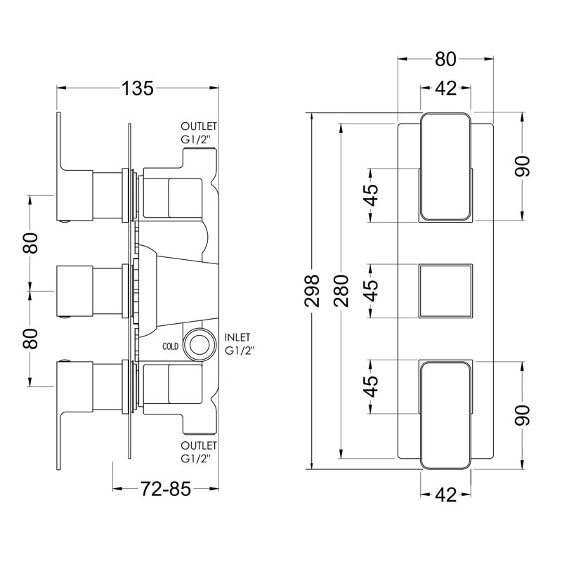 Windon Double Concealed Thermostatic Shower Valve