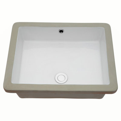 Lavabo de salle de bain rectangulaire encastré en céramique blanc avec trop-plein 20 po x 15,5 po