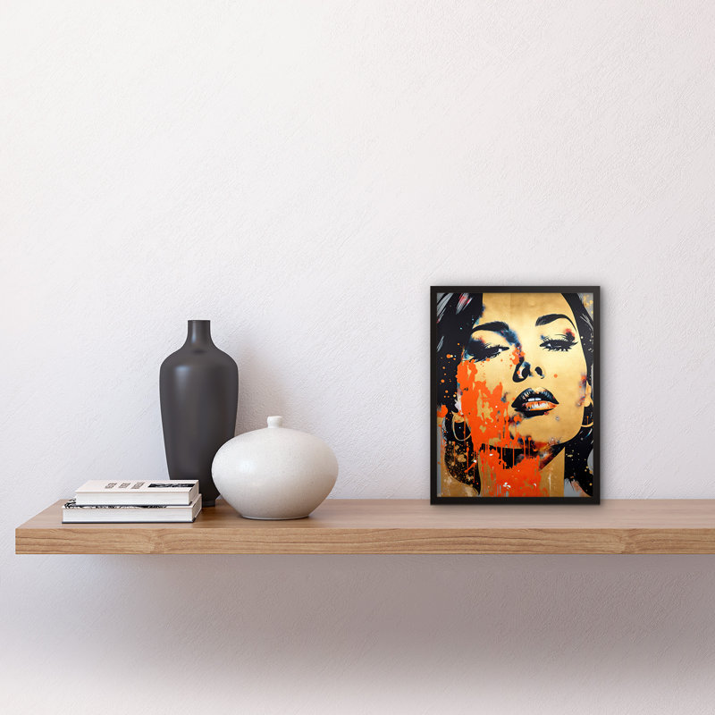 Fromm Gold Beauty Woman Face With Earrings Red Portrait Teen - Single Picture Frame Print