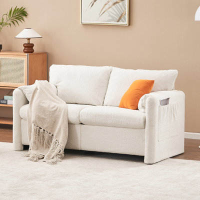 2 en blanc avec revêtement en chenille et mousse haute stable pour un confort familial