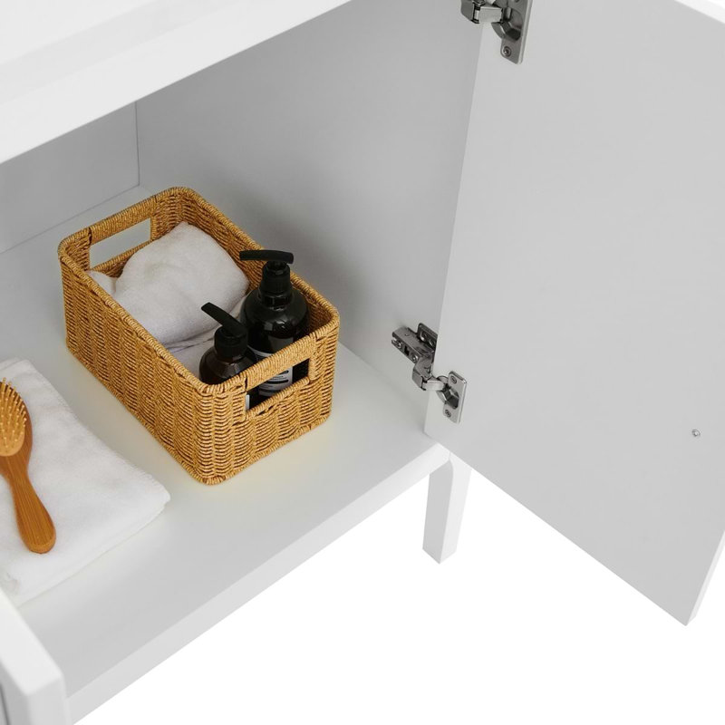 Province 30" Freestanding Standard Single Bathroom Vanity with Top, White, Silver