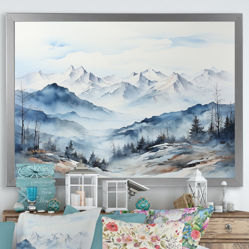 " Mountain Morning Whisperes III ", Silver Single Picture Framed, 16" H x 32" W x 1" D