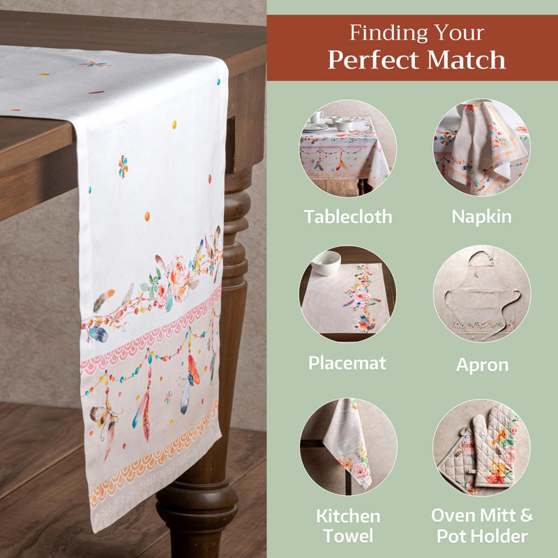 Chemin de table 100% coton Maison d’Hermine, L 108 po x l 14,5 po