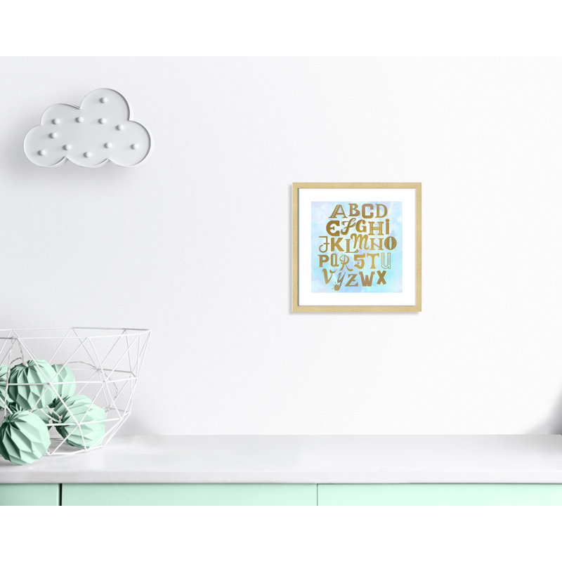 Abc Blue », impression sur papier, Encadré de boîte champagne clair, H 16 po x l 16 po x P 1,18 po