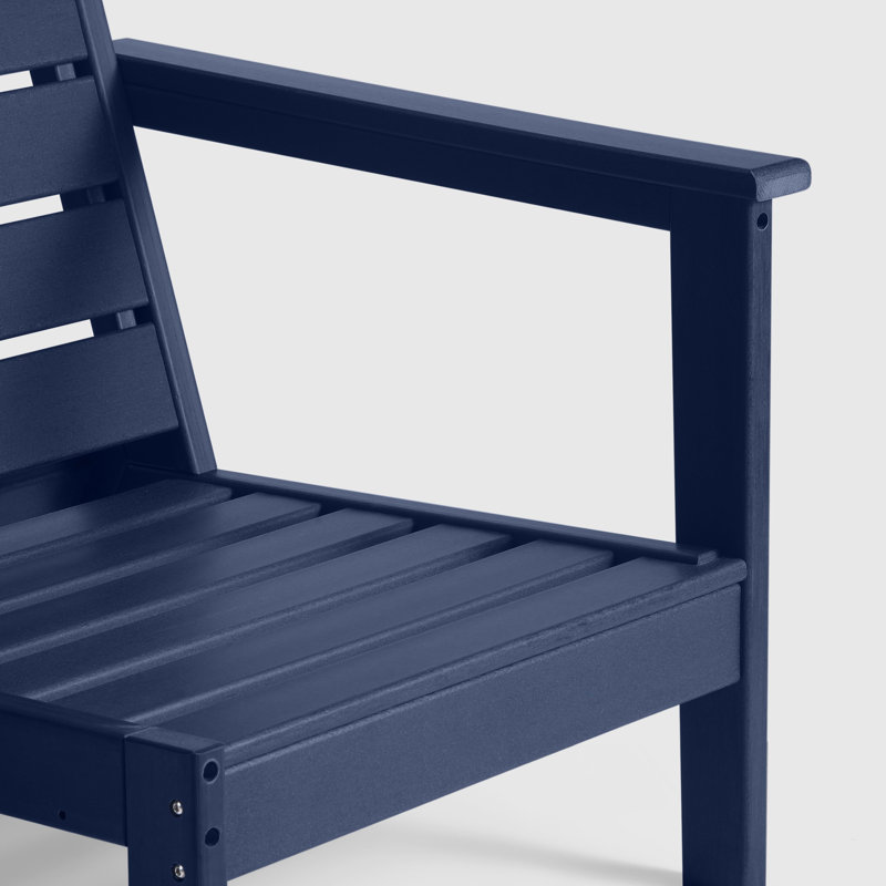Deep Seating Right Arm Chair With Cushions, Green, Navy Blue