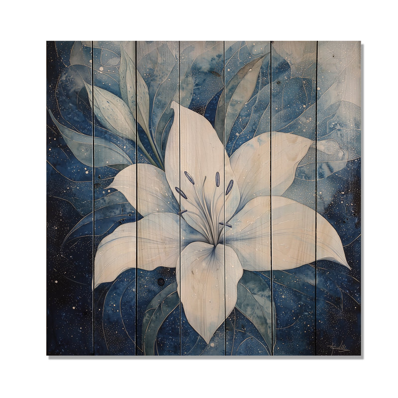 Marbre scintillant de lis - art mural moderne en bois sur bois de pin naturel, H 36 po x l 36 po x P 0,78 po