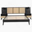 Structure de lit en rotin et bois avec lampes