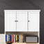 Armoire de cuisine blanche avec comptoir à micro-ondes, armoire autoportante avec tablettes réglables, 6 portes et 1 tiroir