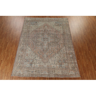 Humerah One-of-a-Kind 9'2" X 12'1" 1910s Wool Area Rug in Coral