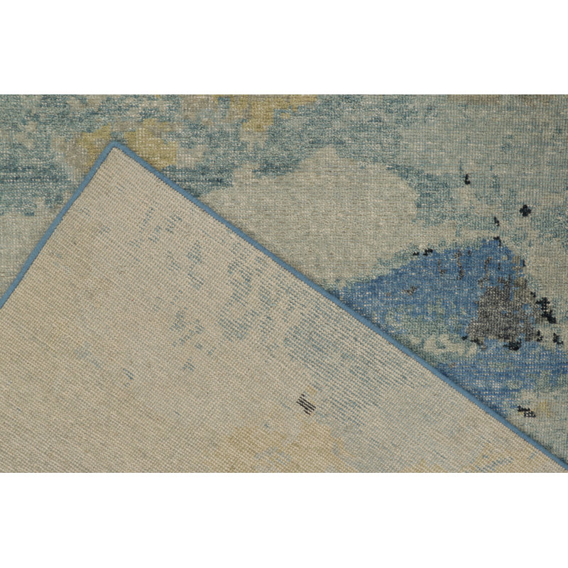 Distressed Homage Hand Knotted Wool Abstract Area Rug, Rectangle 12' x 16'