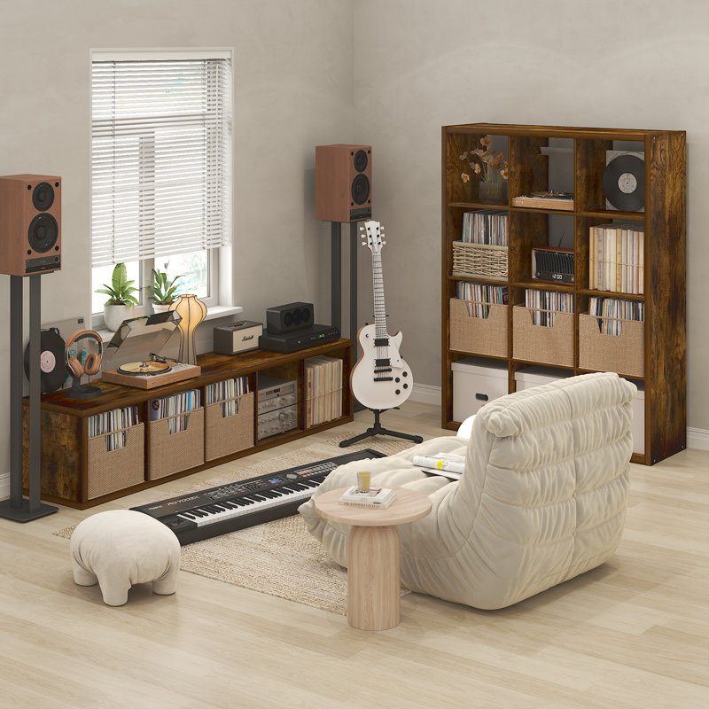 Tanvee 182.7cm H Media Shelves, Amber Pine