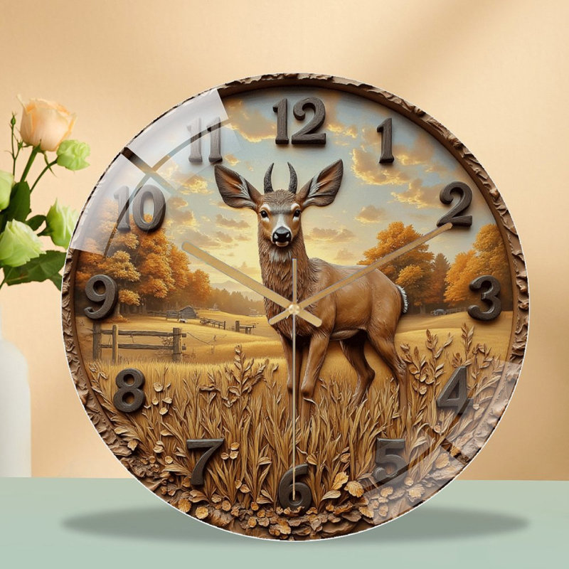 Horloge murale de cerf avec horloge murale 12 po
