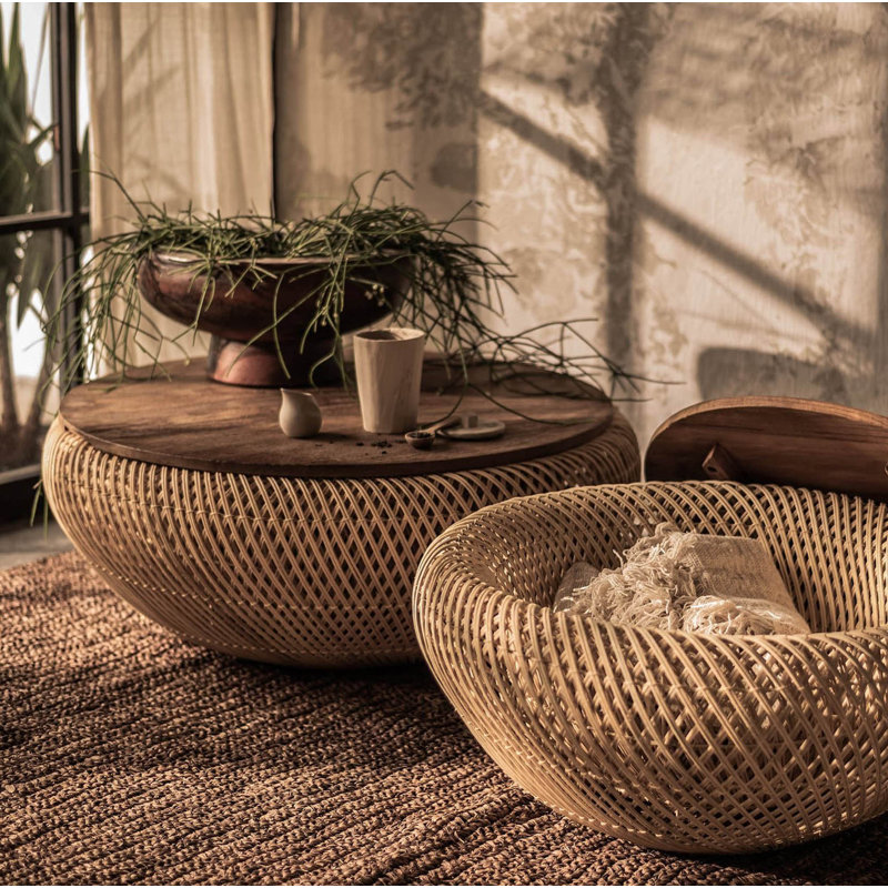 Table basse Rebeckat, Rotin naturel