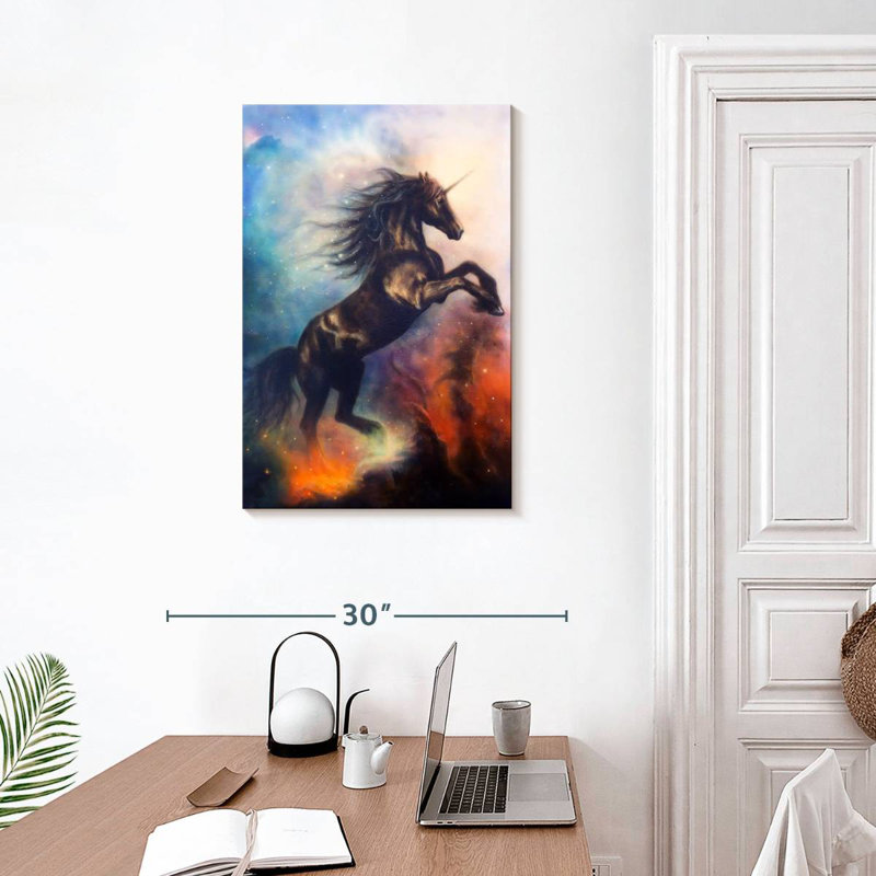Kelan Cosmic Black Unicorn, 30" H x 20" W