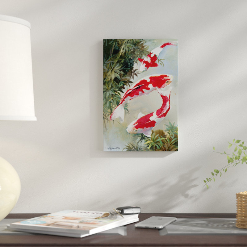« koi i », reproduction sur toile, H 18 po x l 12 po x P 1,5 po, Papier d'art encadré noir, Pas de tapis