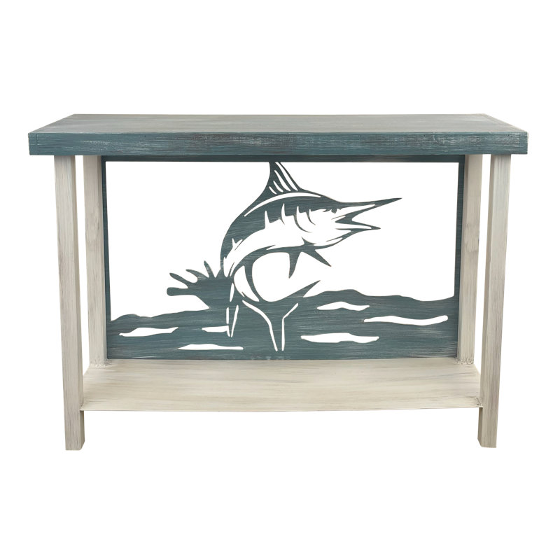 SLATE SAILFISH TABLE SET.  1- Rectangle Sofa Table, 1- Rectangle Coffee Table, 2- Square Iron End Tables