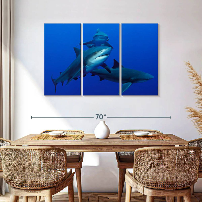 Brampt Triple Sharks, 36" H x 57" W