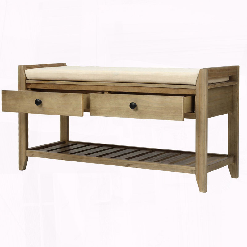 Banc de rangement polyvalent pour hall d'entrée avec siège rembourré, tiroirs et range-chaussures, Gris délavé, Gris délavé