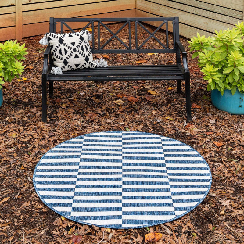 Outdoor Glimmer Area Rug Deep Sea Color, Rectangle 6' x 9'