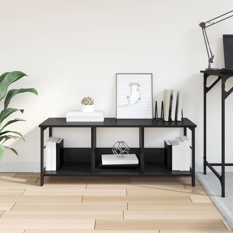 102cm W Steel Etagere Bookcase, Black Oak, (1 Shelve) 40.5cm. H x 102cm. W x 32cm. D