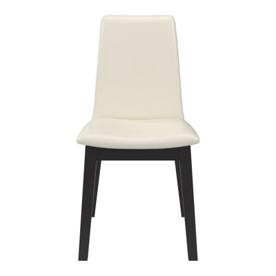Cipolla Wood Finish White Vegan Leather Dining Chair