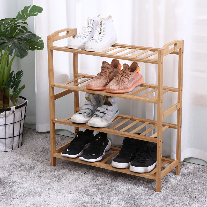 Range-chaussures en bambou avec poignée 12 paires, Naturel