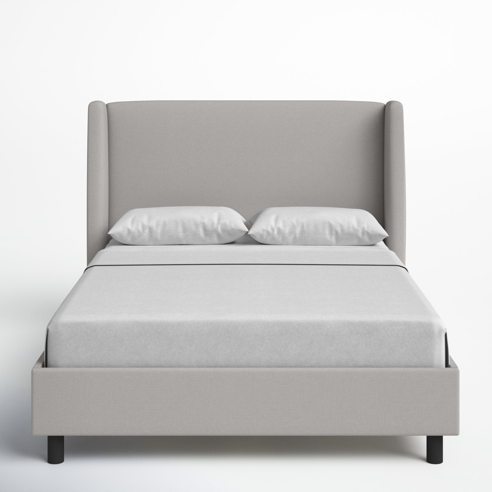 Tilly Linen Upholstered Wingback Bed, Classic Grey Linen, Full