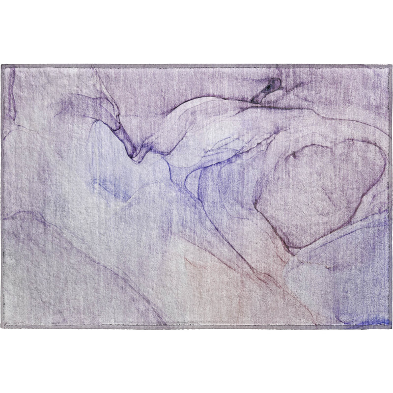 Premium Machine Washable Cerrito AMF502 Purple Rug, Rectangle 1'8" x 2'6"