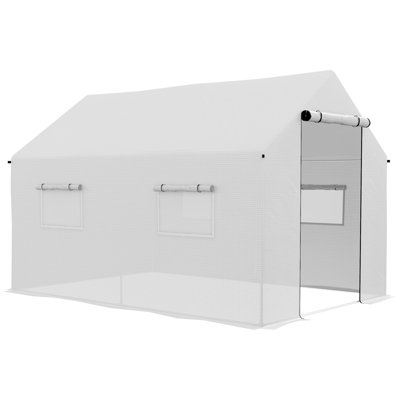 Walk in Polytunnel 200*300*200 cm Steel 1 Piece Walk-in Greenhouse White with UV-resistant PE Cover
