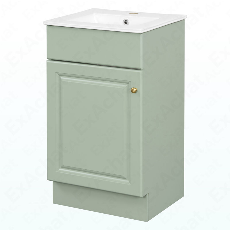 Meuble-lavabo 18 po avec lavabo, meuble-lavabo avec tablette de porte et tablette réglable, vert clair