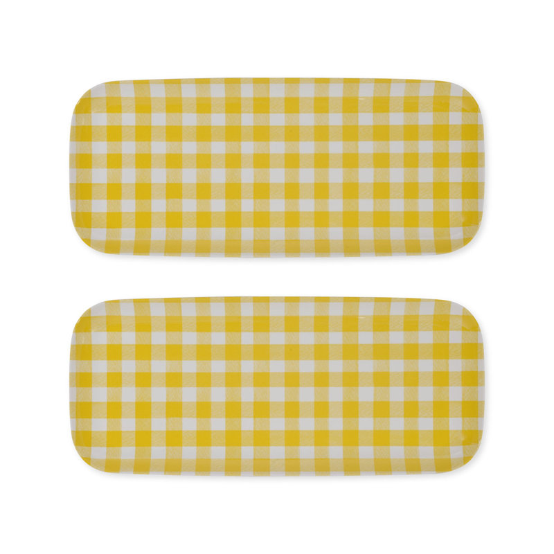 2-Piece Gingham 15" Tray, Yellow