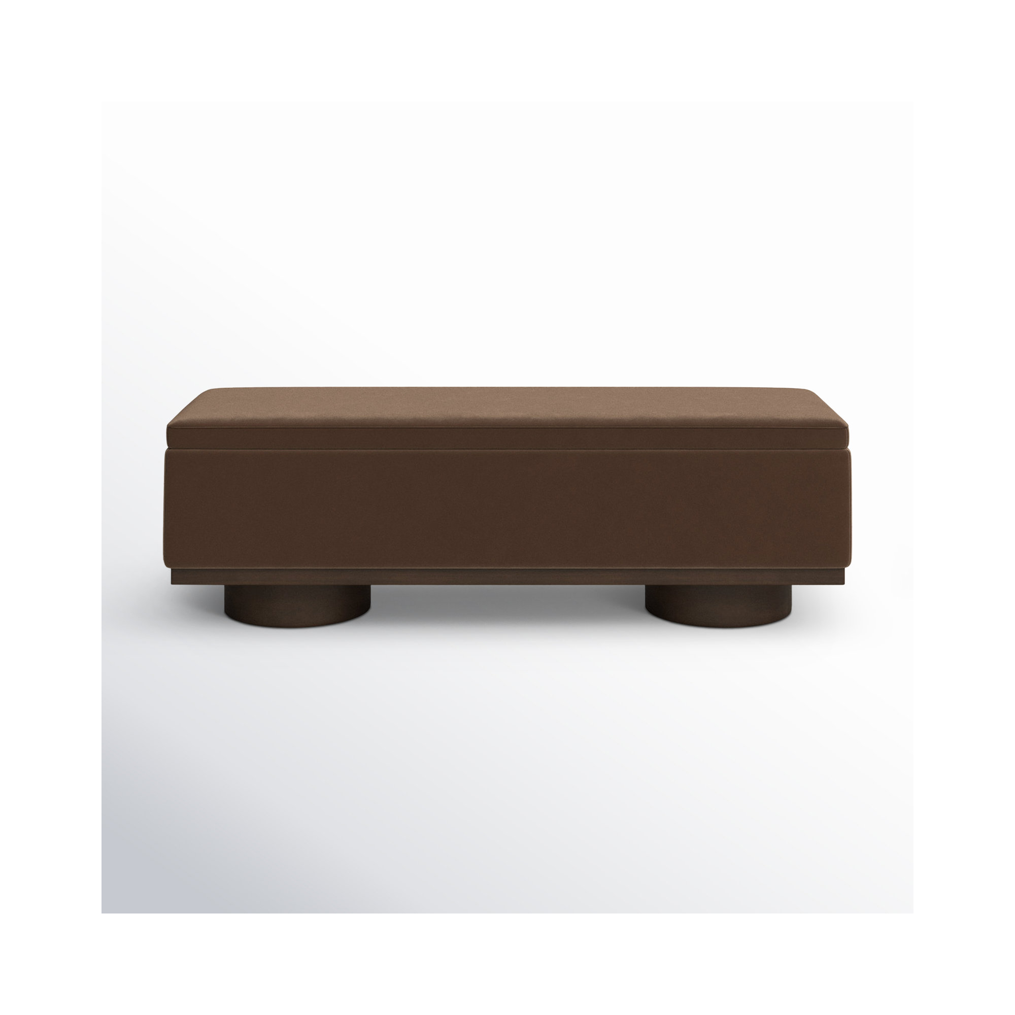 Morje Storage Bench, Dark Brown Velvet, Walnut