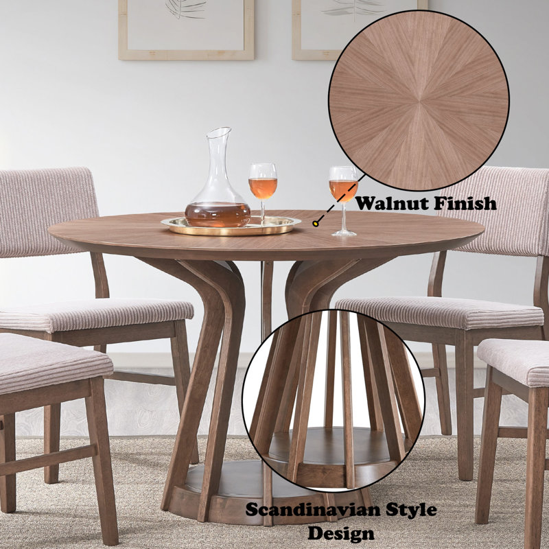 Seda Walnut Finish Round Dining Table