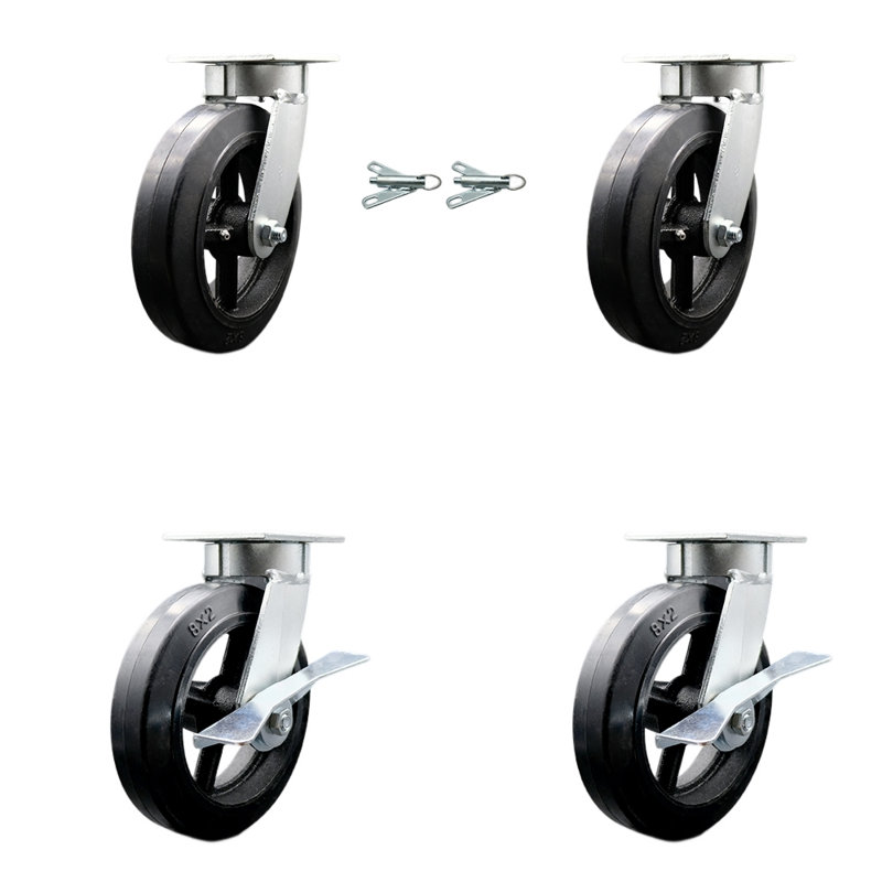 4 Piece Rubber on Steel Caster Set