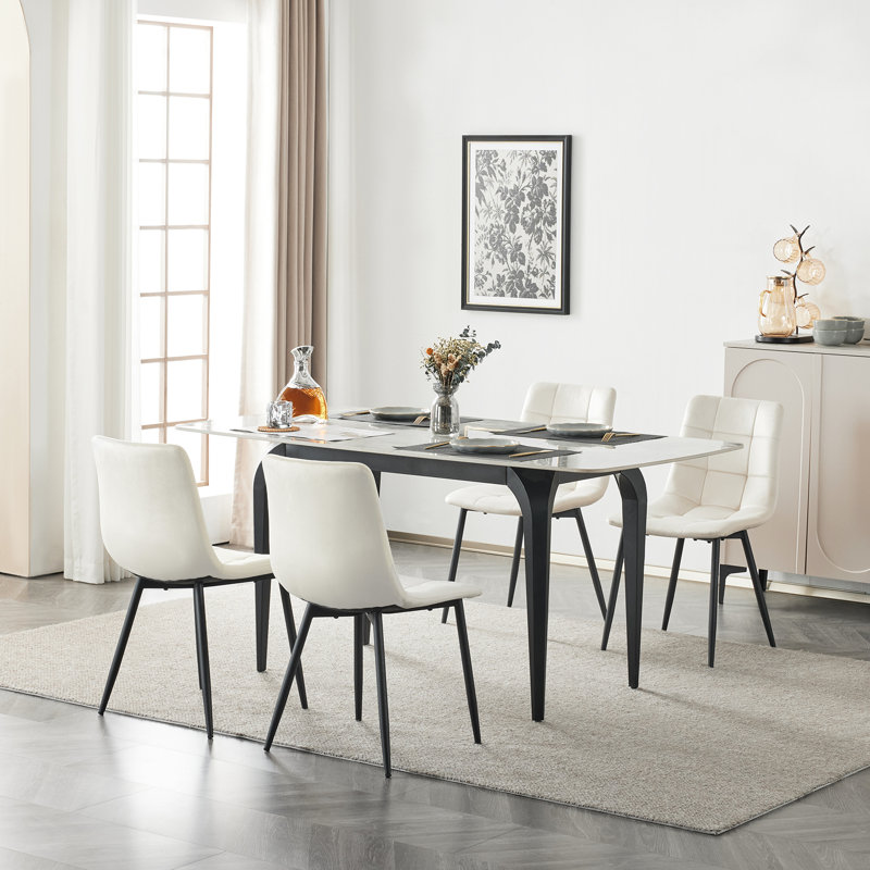 Amatrudo 44.5cm H Velvet Upholstered Side Chair, Cream