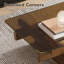 Table basse rectangulaire moderne 47,24 po, plateau en verre trempé brun pour le salon, table basse avec base en placage de bois massif, entièrement assemblée