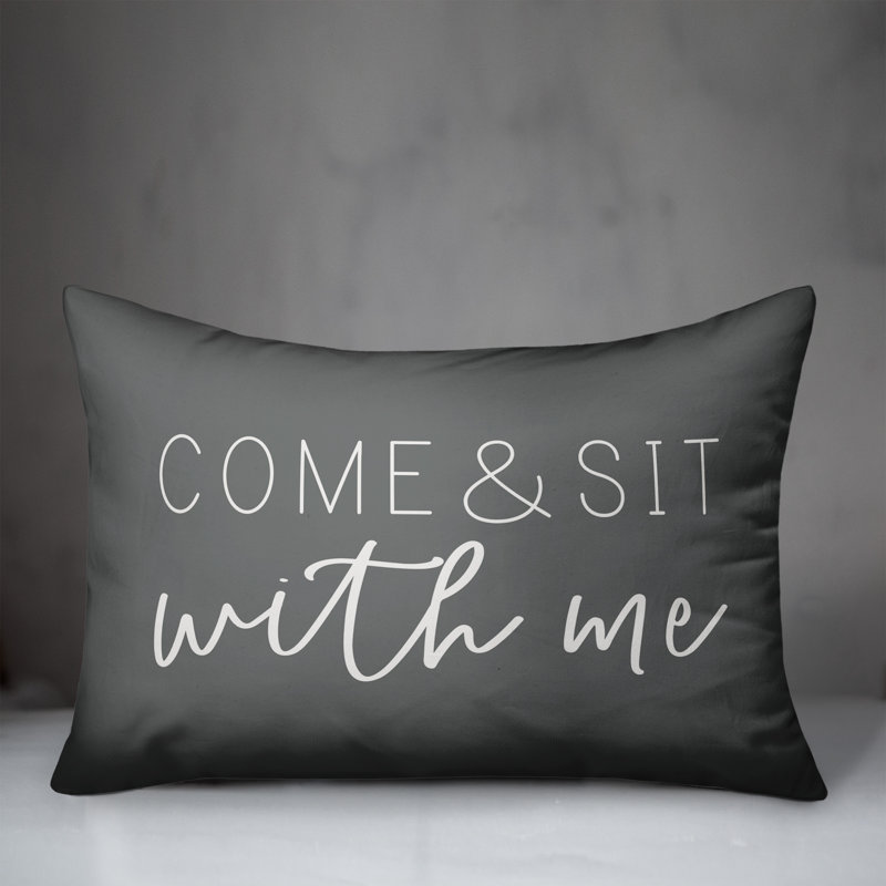  Housse et insert de coussin rectangulaire extérieur Come and Sit with Me, Gris foncé / Blanc